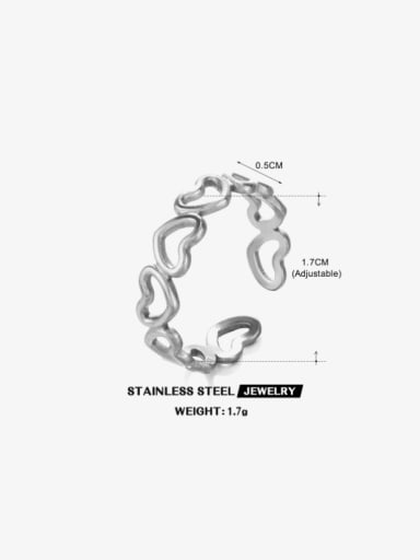 Steel Love Ring Stainless steel Hollow Heart Hip Hop Band Ring