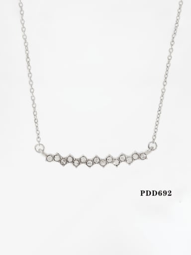 platinum+ White  PDD692 Stainless steel Cubic Zirconia Geometric Dainty Necklace