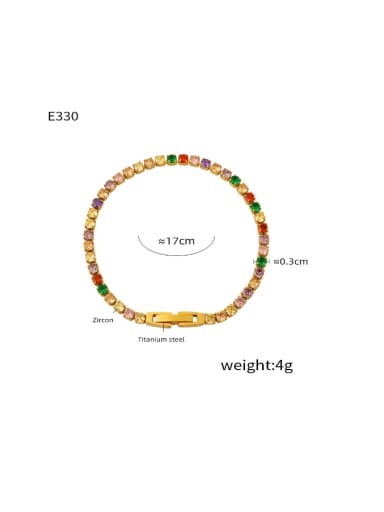 E330 Gold Color Zircon Bracelet Titanium Steel Cubic Zirconia Geometric Vintage Bracelet