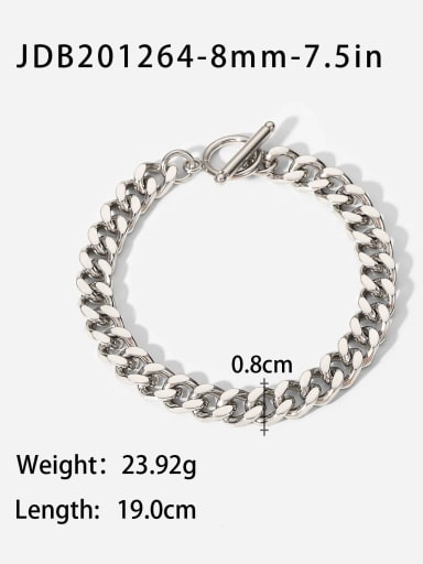 JDB201264 8mm 7.5in Stainless steel Geometric Vintage Link Bracelet
