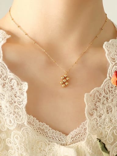 P039 gold necklace 40+ 5cm Titanium Steel Vintage Geometric  Bead Earring and Necklace Set