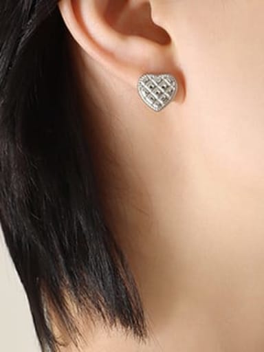 F056 Steel Earrings Titanium Steel Minimalist Heart  Earring and Necklace Set