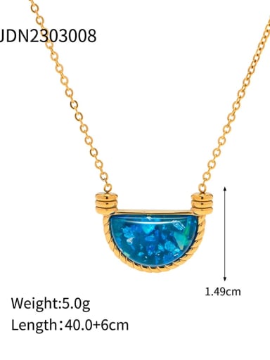 JDN2303008 Trend Geometric Stainless steel Resin Blue Earring and Necklace Set