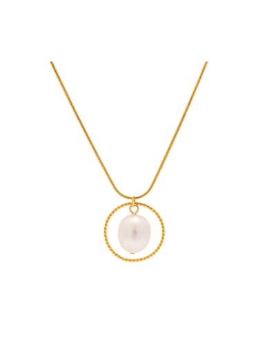 Stainless steel Freshwater Pearl Round Dainty Necklace