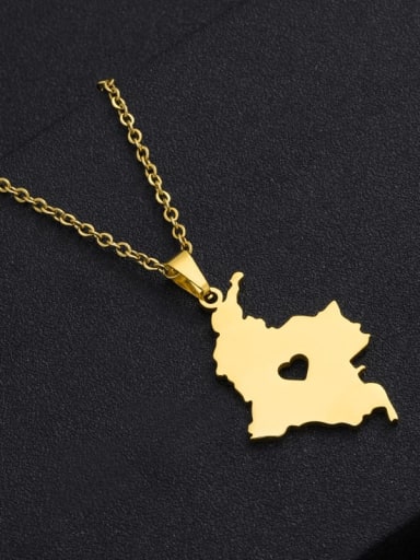 golden+Chain Stainless steel Irregular Hip Hop Map Necklace