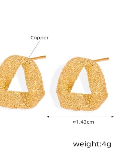 F1110 Golden Triangle Twisted Earrings Brass Geometric Trend Stud Earring