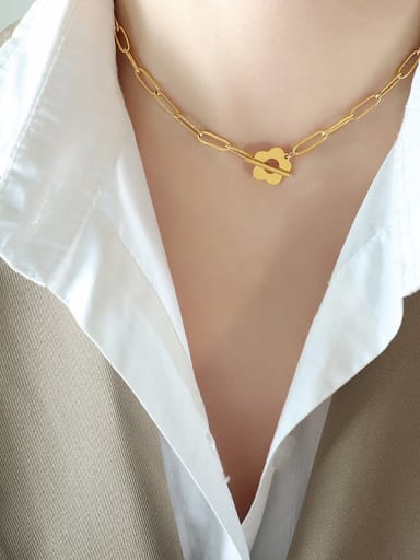 P547 Gold Necklace 37cm Titanium Steel Minimalist Irregular  Bracelet and Necklace Set