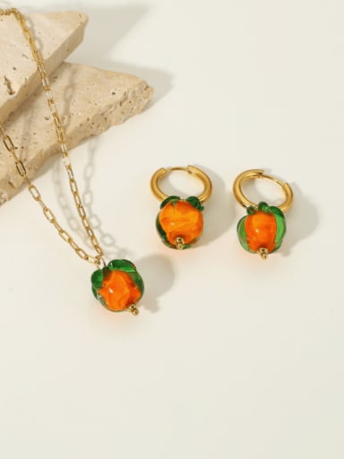Stainless steel Ceramic Trend  Glass beads Persimmon pendant Earring