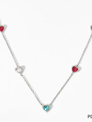 Platinum necklace with colored zirconium Stainless steel Dainty Tassel Cubic Zirconia Bracelet and Necklace Set