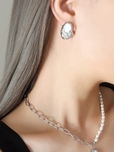 Trend Geometric Titanium Steel Enamel Earring and Necklace Set