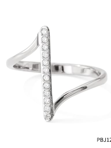 Stainless steel Cubic Zirconia Geometric Trend Band Ring