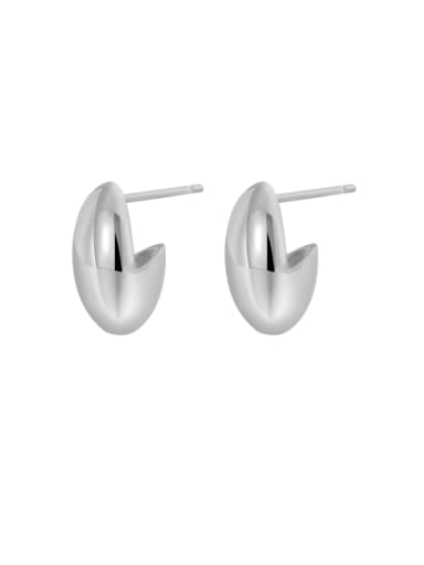 Brass  Smooth Geometric Minimalist Stud Earring