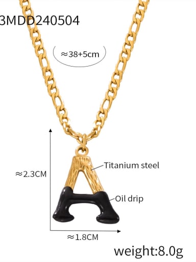 P1993 Gold Black Necklace A Titanium Steel Letter Hip Hop Necklace