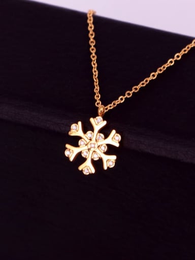 Gold color Titanium Steel Cubic Zirconia Flower Minimalist Necklace