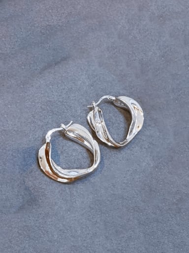 H00884 white gold Brass Geometric Vintage Hoop Earring