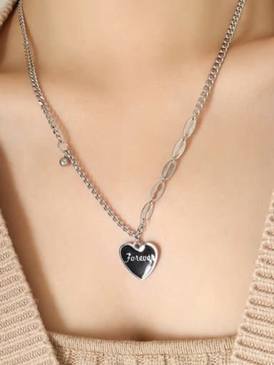 Titanium Steel Enamel Heart Hip Hop Necklace