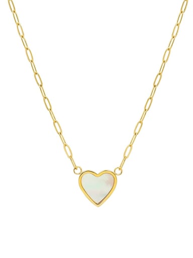 P929 gold rounded Peach Heart Necklace Titanium Steel Shell Heart Minimalist Necklace
