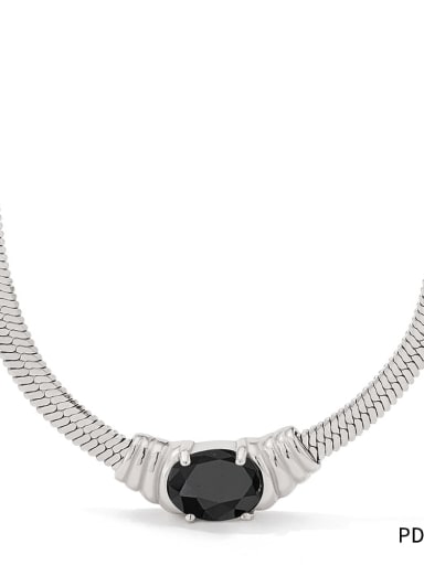 Stainless steel Cubic Zirconia Geometric Trend Link Necklace