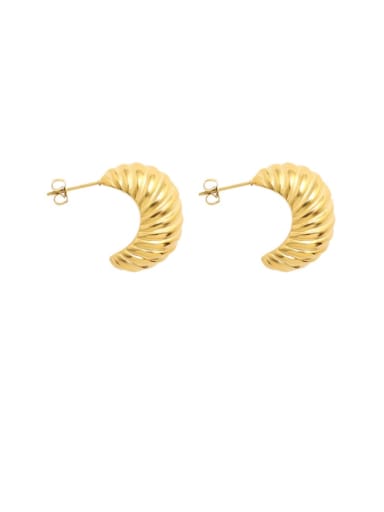 gold Titanium 316L Stainless Steel Twist Moon Vintage Stud Earring with e-coated waterproof