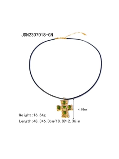 JDN2307018 GN Stainless steel Cubic Zirconia Cross Hip Hop Necklace