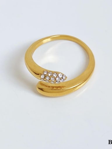 Stainless steel Cubic Zirconia Geometric Trend Band Ring