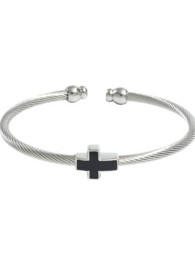 Style 3 (Perforated Cross) Stainless steel Enamel Cross Vintage Cuff Bangle