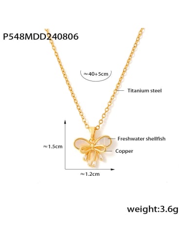 P548 Cross Chain Stainless steel Cubic Zirconia Butterfly Dainty Necklace