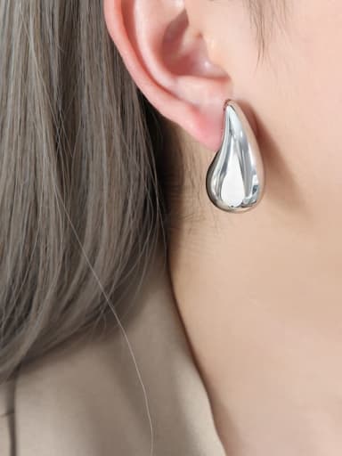 F1004 Steel Color Earrings Titanium Steel Water Drop Trend Stud Earring