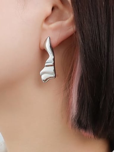 F555 Steel Earrings Titanium Steel Irregular Minimalist Stud Earring