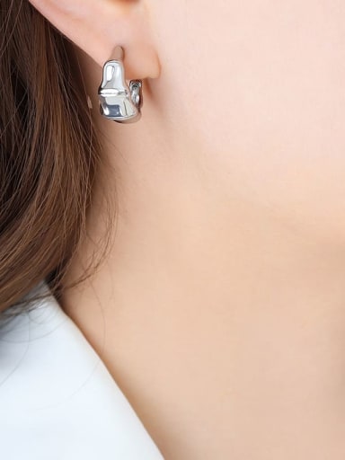 F731 Steel Color Earrings Brass Geometric Trend Hoop Earring