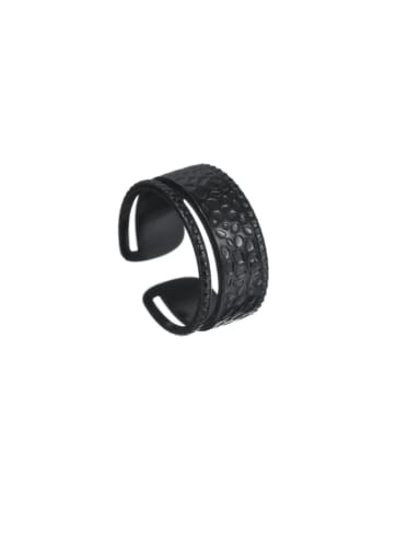 black Titanium Steel Geometric Hip Hop Stackable Ring
