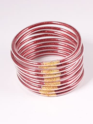 red PVC Silicone Tube Gold Powder Bracelet, Jelly Bangles Bracelet, Cross-Border 9 in a Group