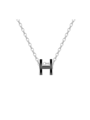 H01008 steel Brass Enamel Letter Minimalist Necklace