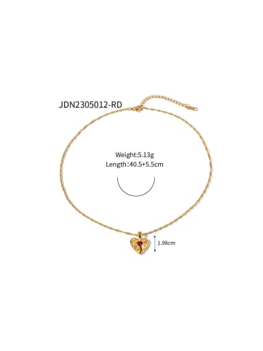 JDN2305012 RD Stainless steel Rhinestone Heart Trend Necklace