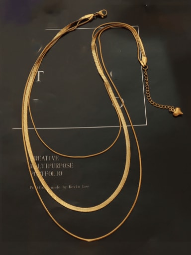 P688 gold three layer Necklace Titanium Steel Geometric Vintage Multi Strand Snake Bone Chain Necklace