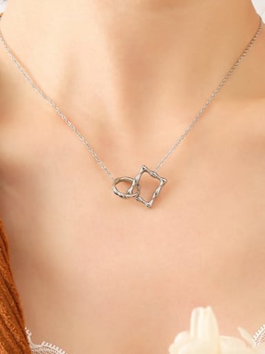 P161 Steel Necklace 40+ 5cm Titanium Steel  Minimalist Hollow  Geometric Pendant Necklace