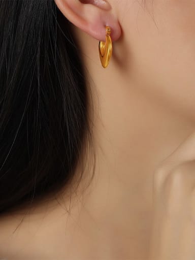 F1120 Gold Earrings Titanium Steel Geometric Trend Stud Earring