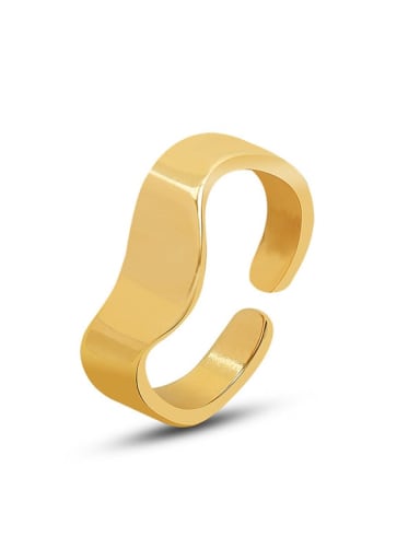 A296 gold irregular opening ring Titanium Steel Geometric Minimalist Band Ring