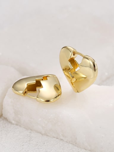 H00668 gold Alloy Smooth Heart Minimalist Stud Earring