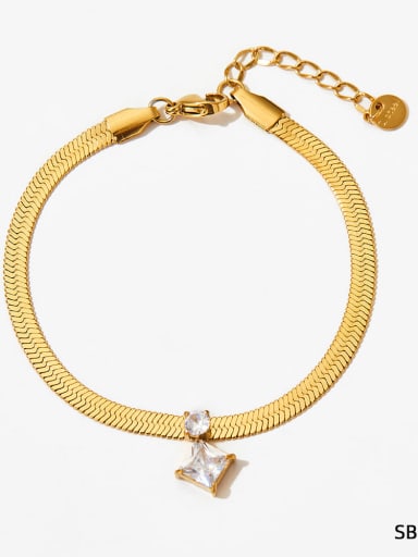 SBK105 Bracelet White Stainless steel Cubic Zirconia Hip Hop Snake  bone chain Bracelet and Necklace Set