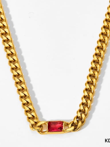 KDD023 necklace gold red zirconium Trend Geometric Stainless steel Cubic Zirconia Bracelet and Necklace Set