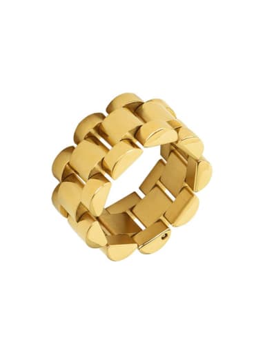 Gold Titanium 316L Stainless Steel Geometric Vintage Band Ring with e-coated waterproof