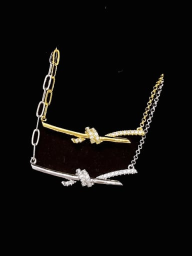 Brass Cubic Zirconia Bowknot Vintage Necklace