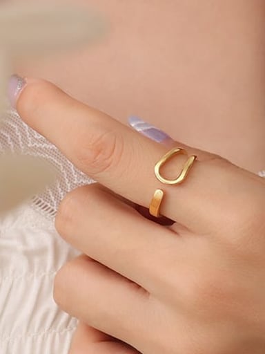 A302 gold open ring Titanium Steel Geometric Minimalist Band Ring