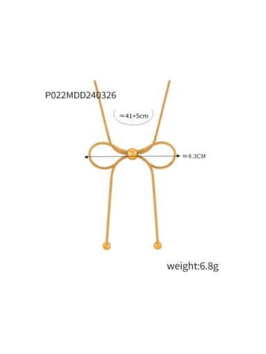 MDTXP022 Gold Necklace Titanium Steel Minimalist Bowknot Tassel Earring and Necklace Set