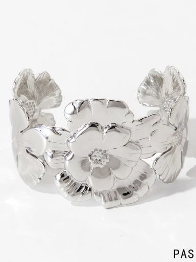 Stainless steel Flower Trend Cuff Bangle