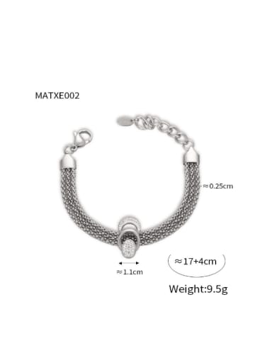 MATXE002 Steel Bracelet Titanium Steel Cubic Zirconia Hip Hop Tassel   Bracelet and Necklace Set