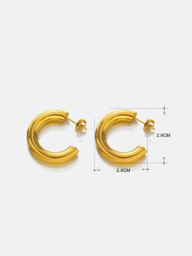 Gold C-shaped earrings Stainless steel Geometric Hip Hop Stud Earring