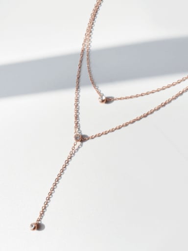 Titanium 316L Stainless Steel Tassel Minimalist Multi Strand Necklace with e-coated waterproof