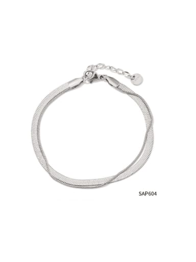SAP604 Platinum Stainless steel Geometric Hip Hop Snake Bone Chain Strand Bracelet